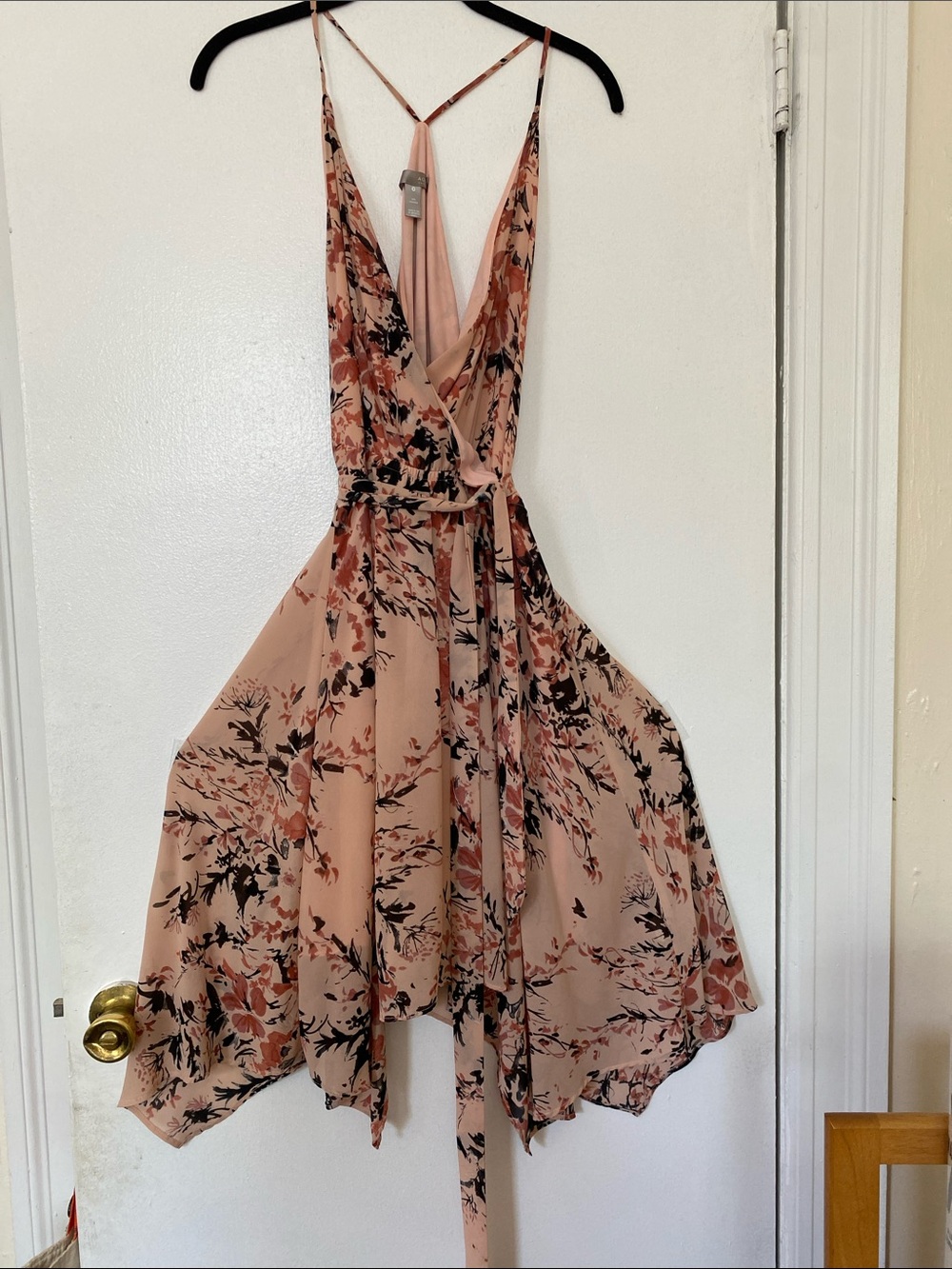 AQUA Floral Blush Wrap Maxi Dress (S)
